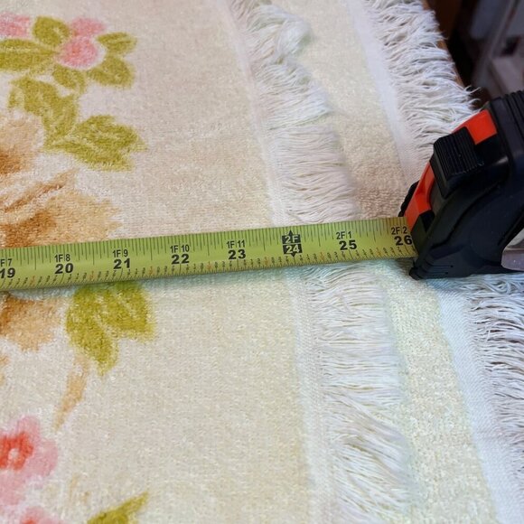 Vtg tastemaker bath Hand wash cloth Towel set 60 70s Yellow Cotton Fringe Floral - Picture 7 of 15